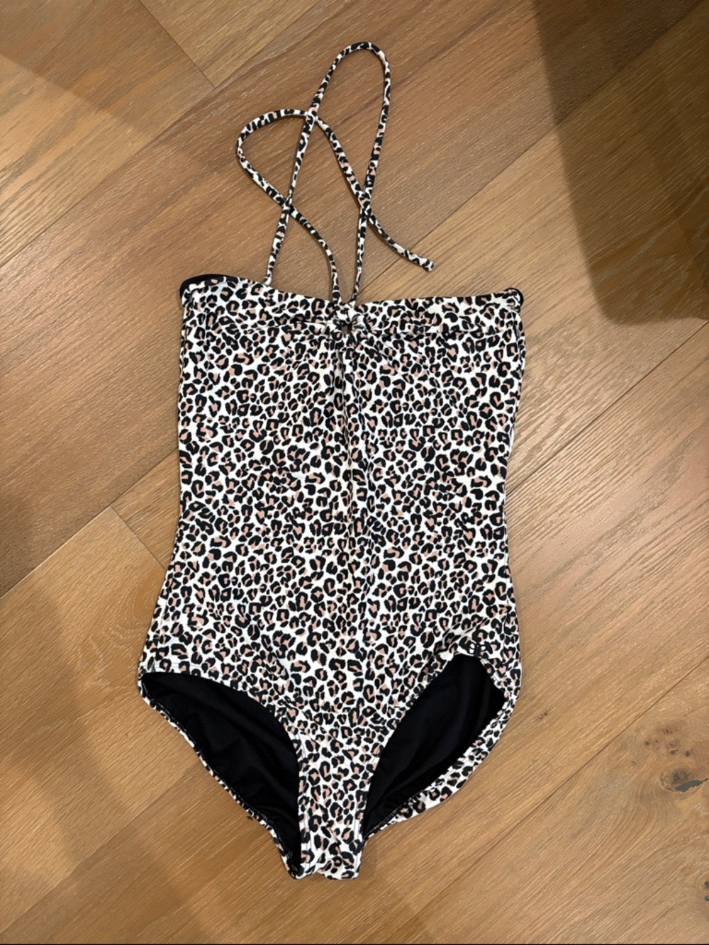 Albion Black and Tan Leopard-Print One-Piece